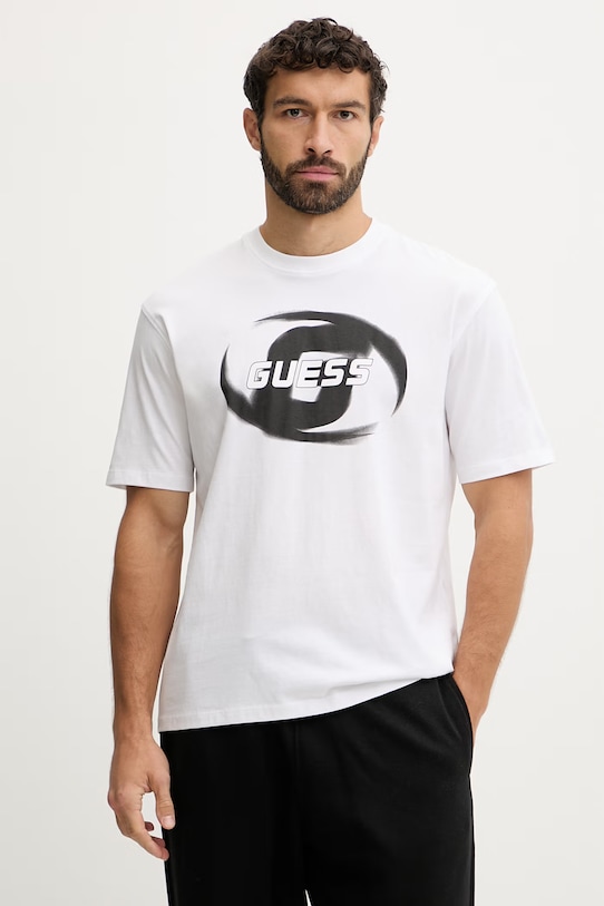 

Хлопковая футболка lokni Guess, белый