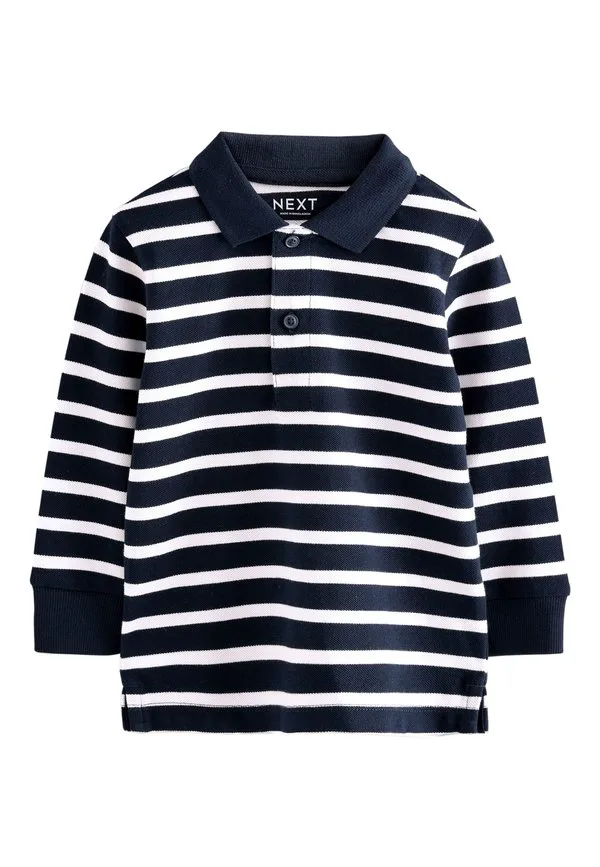 Рубашка-Поло с длинными рукавами стандартного кроя Next, Navy White Striped