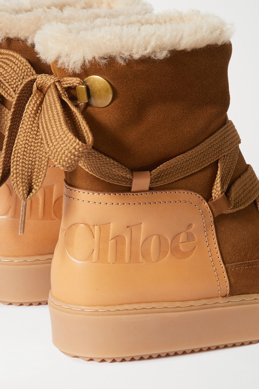 SEE BY CHLOÉ Ботильоны из замши и овчины с кожаной отделкой, бежевый — фото 2
