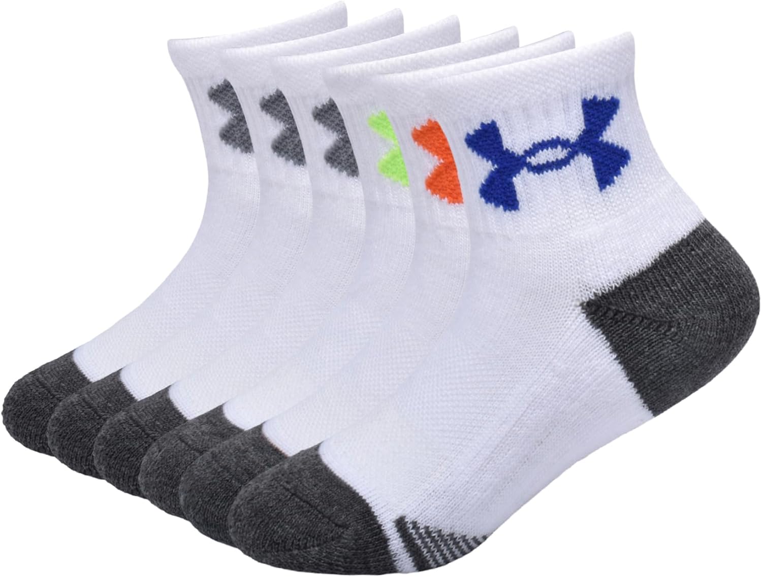 Under Armour детские носки для девочек 6 пар Eco Performance Tech полуамортизирующие четвертные, White