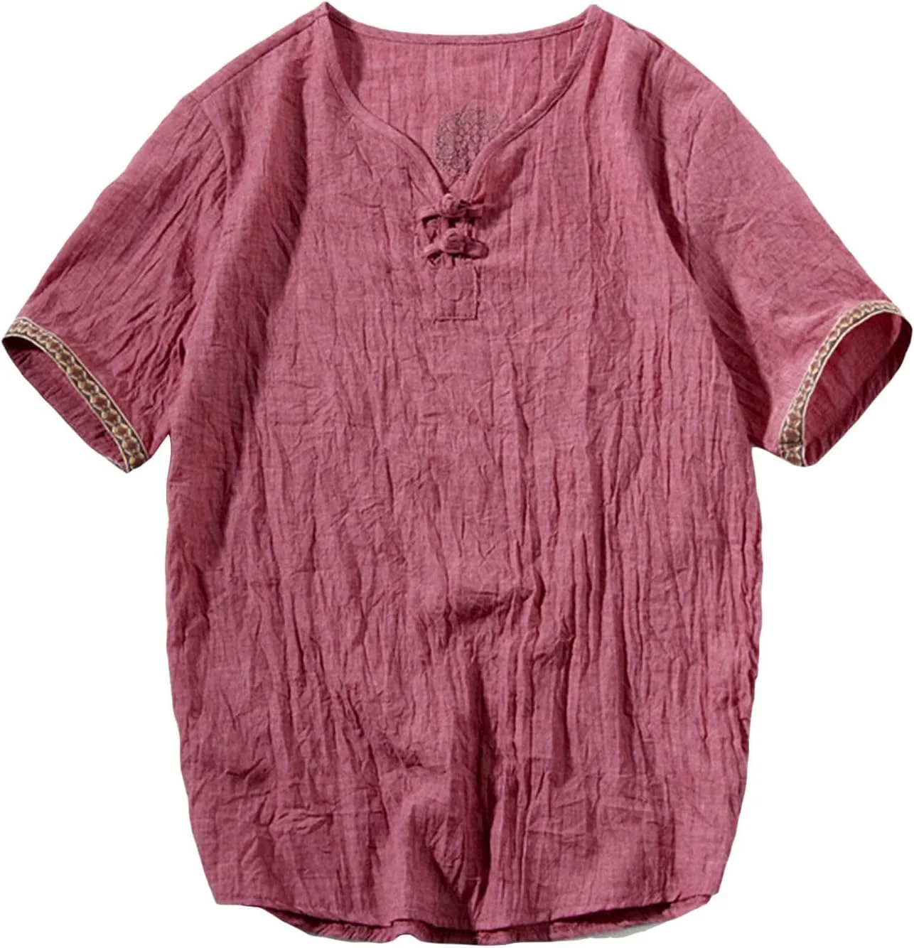 

Мужская хлопковая льняная футболка с коротким рукавом и V-образным вырезом SWJGLITTR