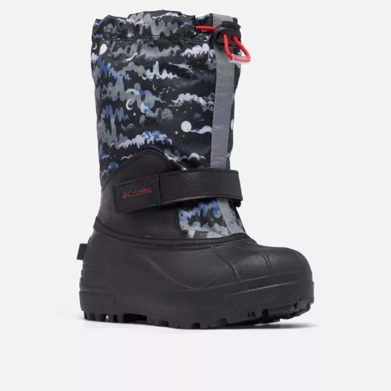 

Детские водонепроницаемые зимние ботинки Columbia Powderbug 1637861 черного цвета с принтом Forty GBNC1607