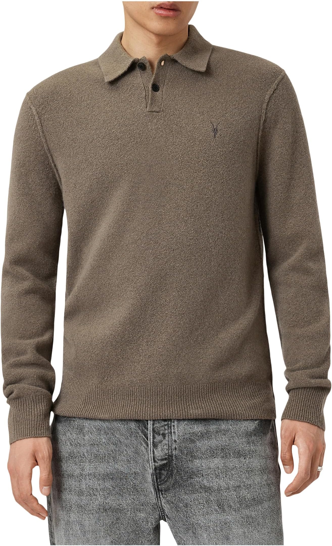

Поло AllSaints Statten Ls Polo, цвет Dusky Green