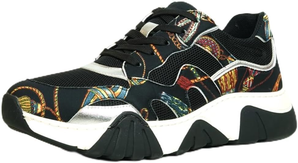 

Кроссовки FI-2404 черные с мультицветным низким профилем Fiesso By Aurelio Garcia