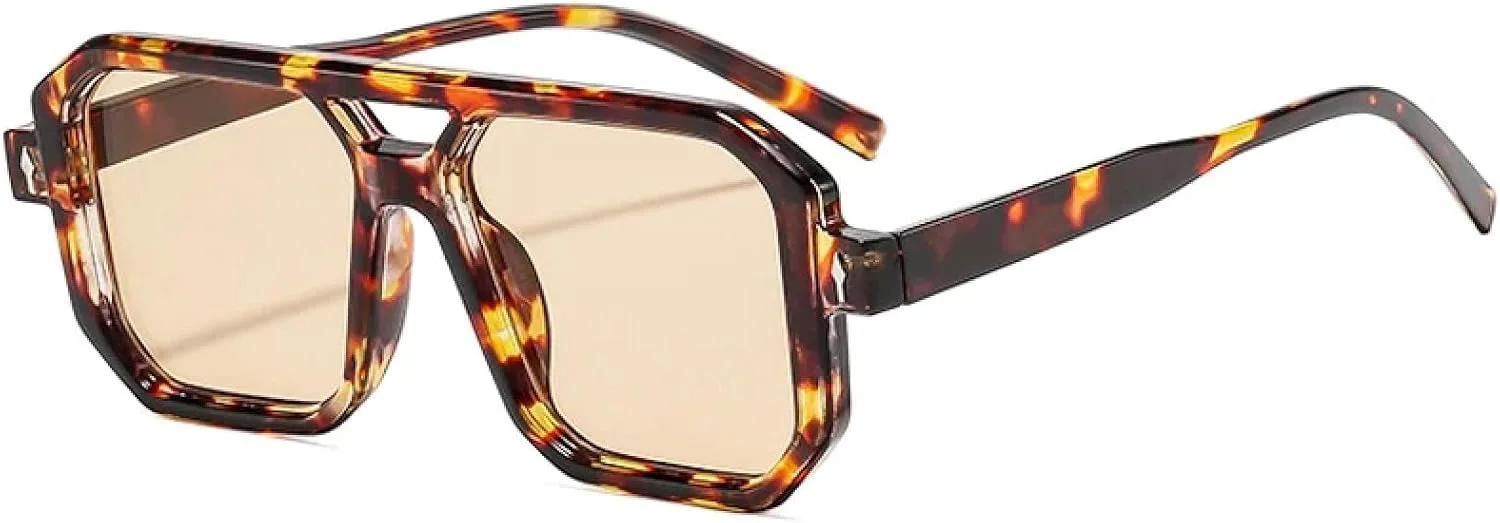 

Винтажные женские солнцезащитные очки с двойной перемычкой, роскошные мужские классические очки для путешествий и вождения, мужские очки UV400 TKKTLLT, Flower Tea