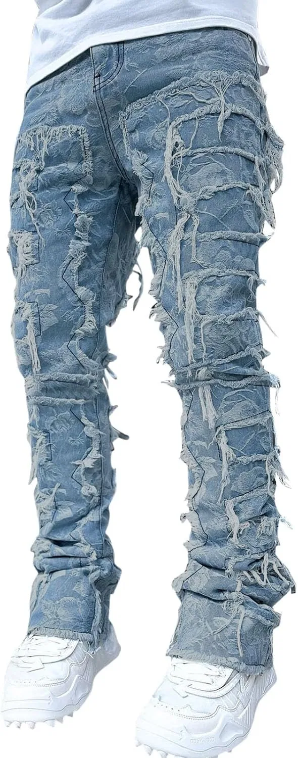 Джинсы скинни, потертые, голубой