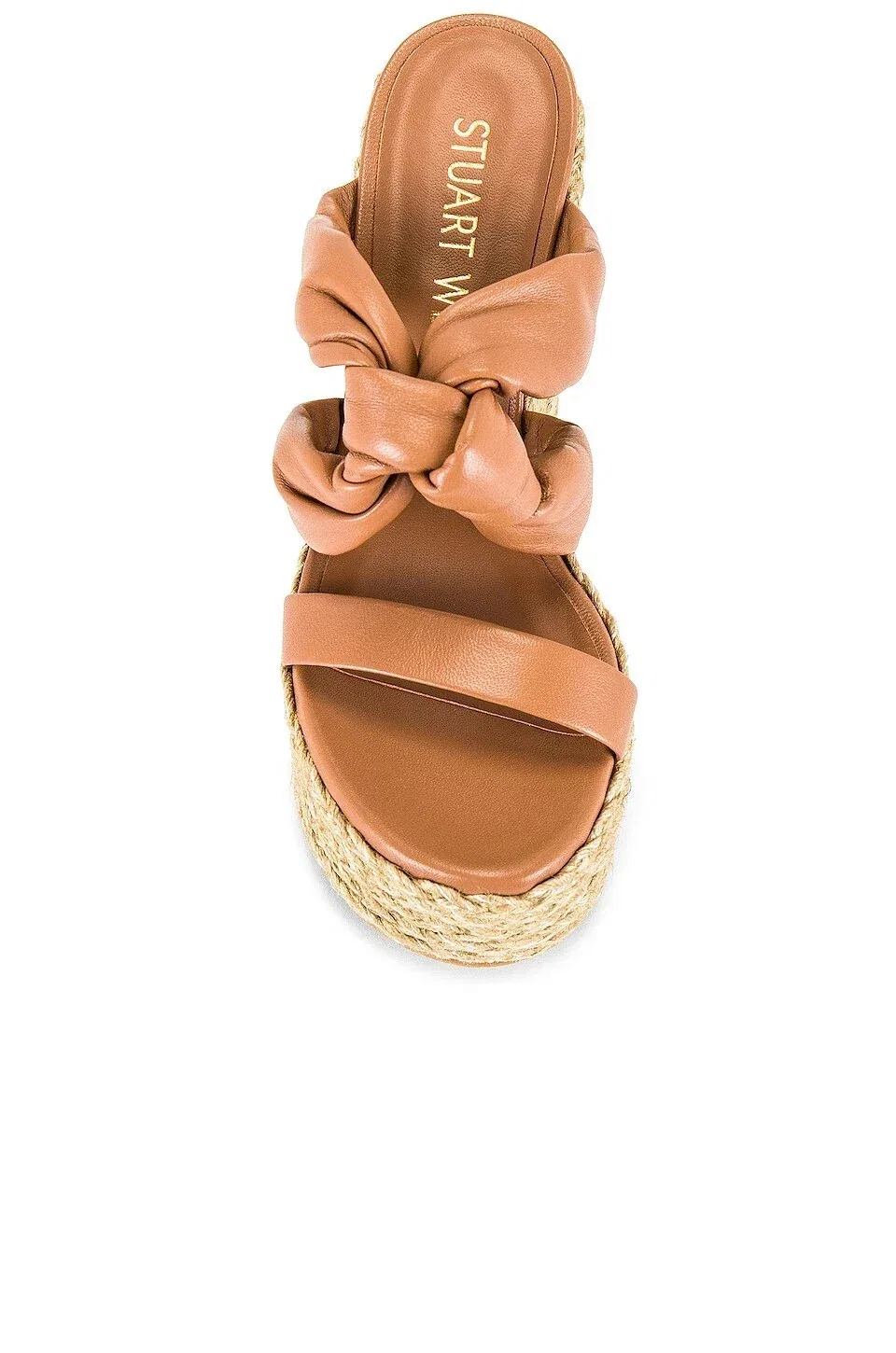 Мужские сандалии Stuart Weitzman Playa Sohigh 145 Knot Platform Slide, бежевые HTAT491 — фото 3
