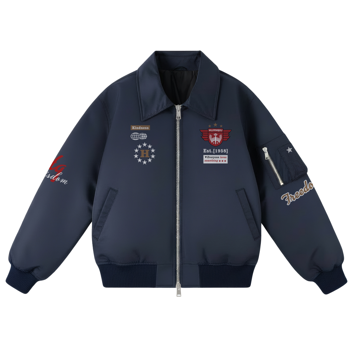

Куртка Unisex Lapel Thickened HUANQIU, темно-синий[padded and thickened]