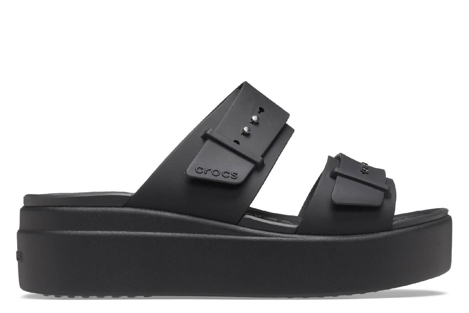 Сандалии Brooklyn на танкетке с пряжкой Lowwdg Crocs, черный