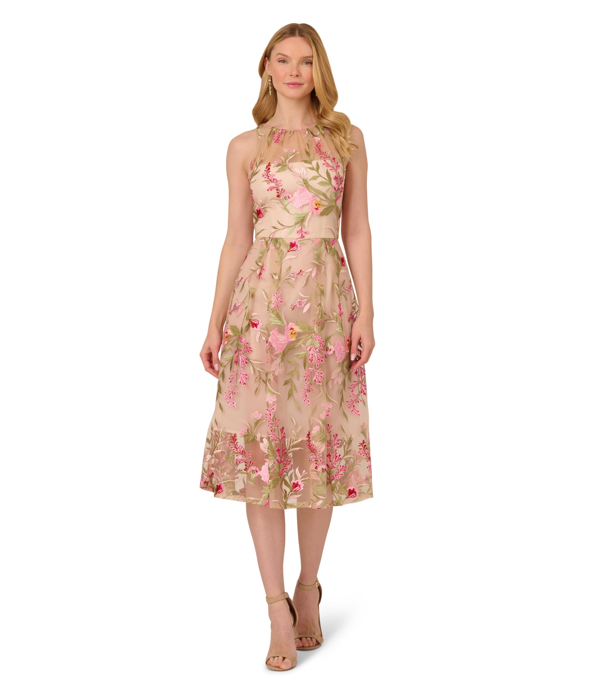 

Платье Adrianna Papell Embroidered Fit-and-Flare, цвет Pink Multi