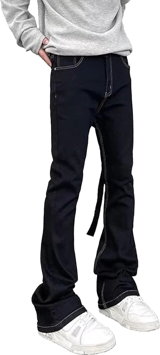 Джинсы клеш, Men‘s Slim Fit Hip Hop Flared Jeans, черный