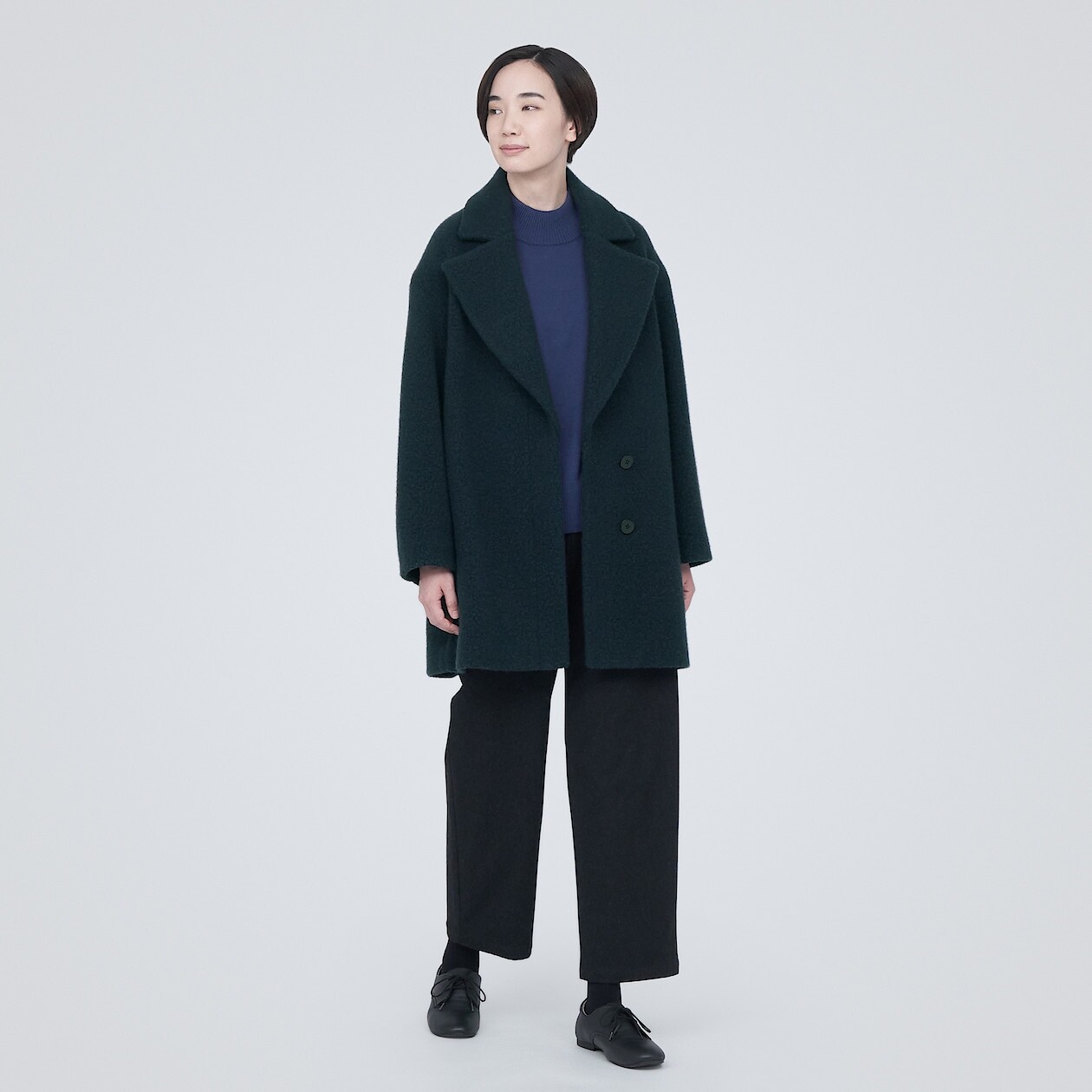 

Боа из переработанной шерсти MUJI, темно-синий