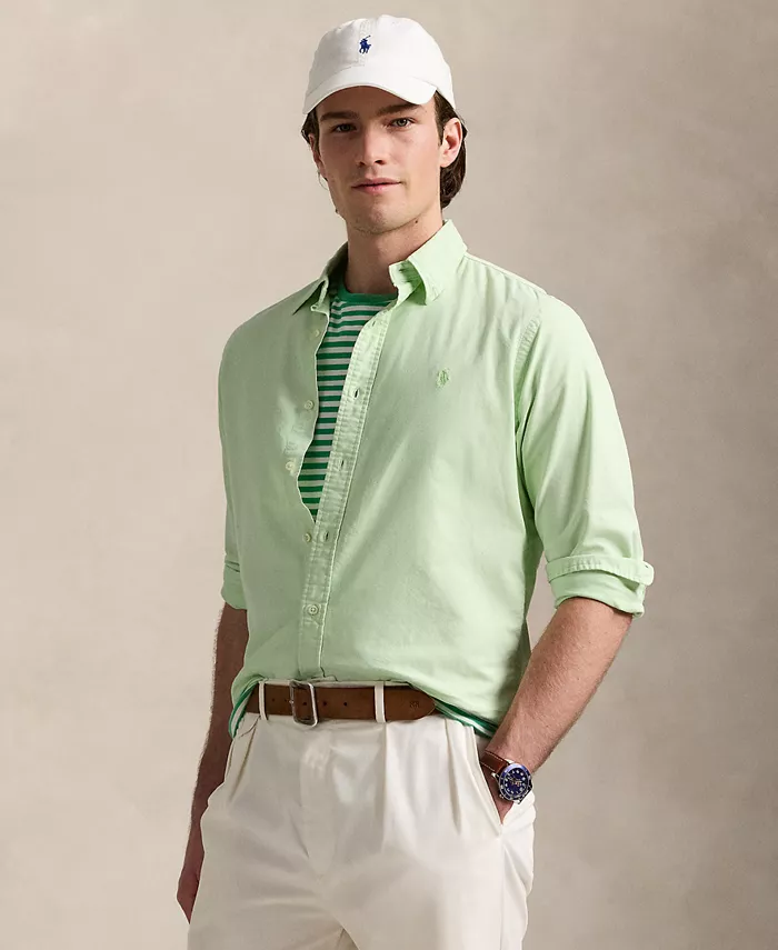 

Мужская классическая оксфордская рубашка с минеральной окраской Polo Ralph Lauren, зеленый