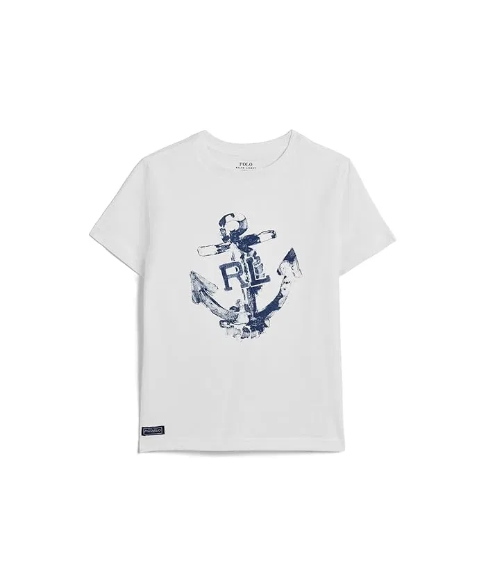 Футболка с якорным принтом Polo Ralph Lauren Kids, Deckwash White