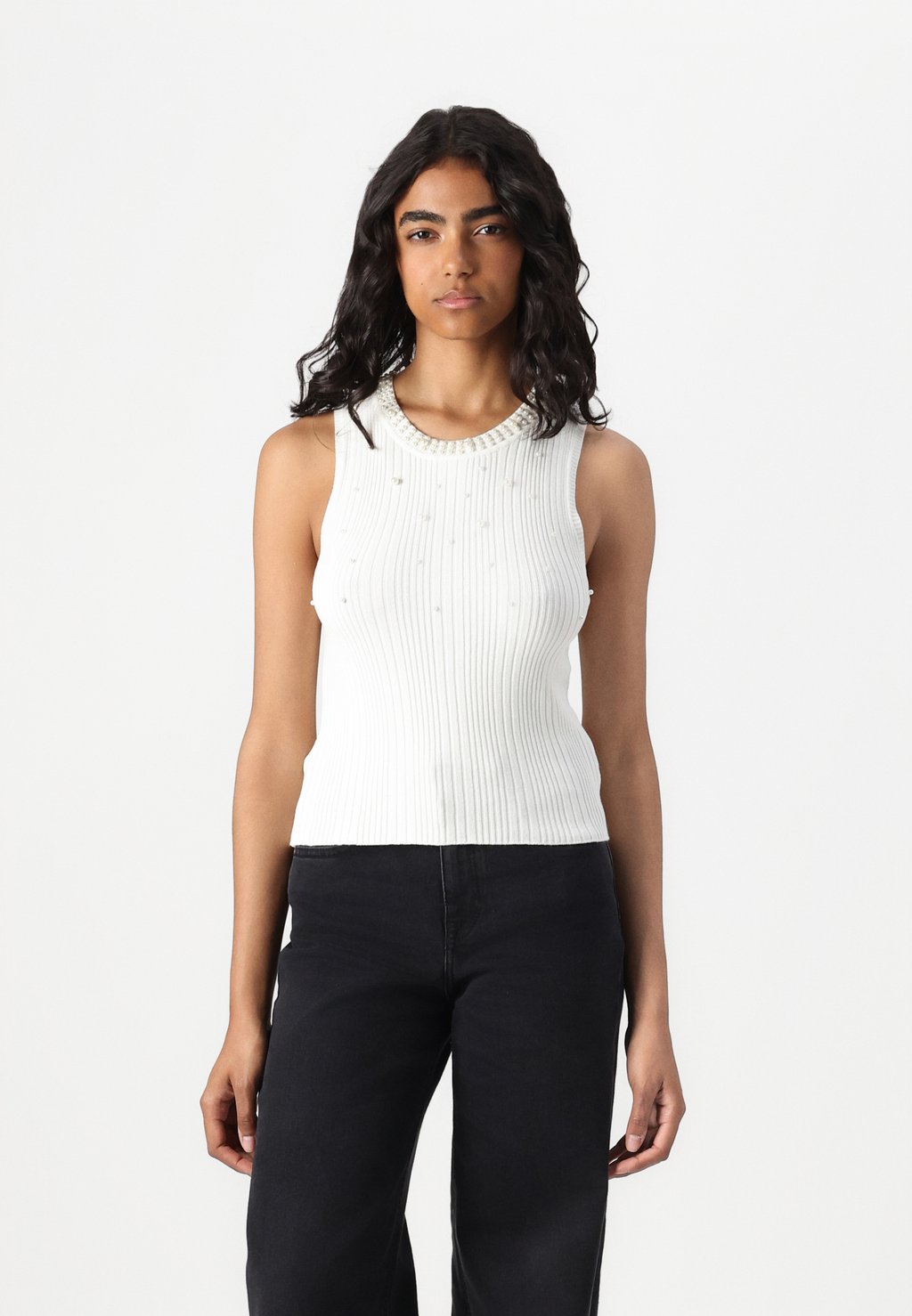 

Топ ONLMEG PEARL O NECK ONLY, кремовый