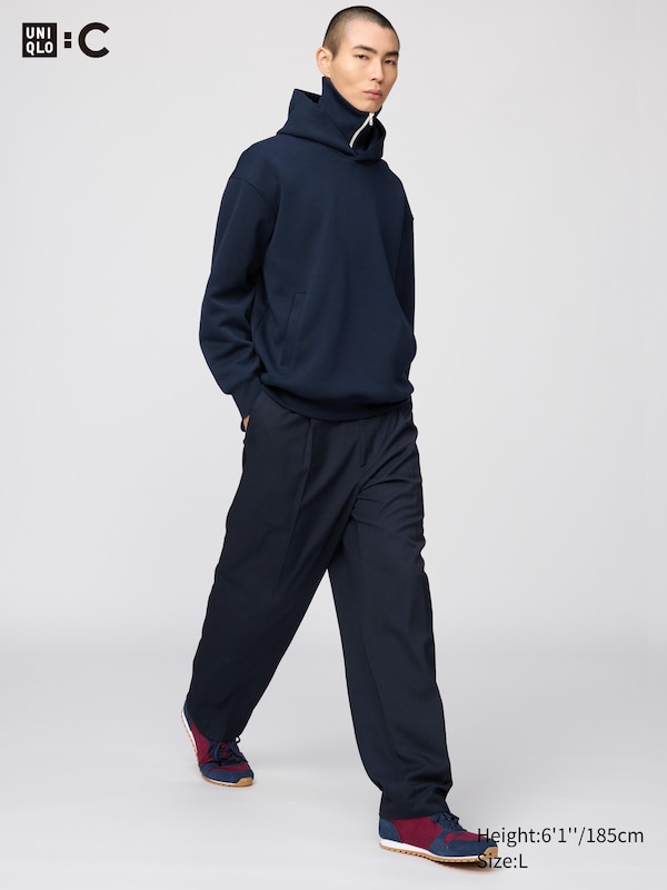 

Широкие зауженные брюки со складками Uniqlo, 69 navy