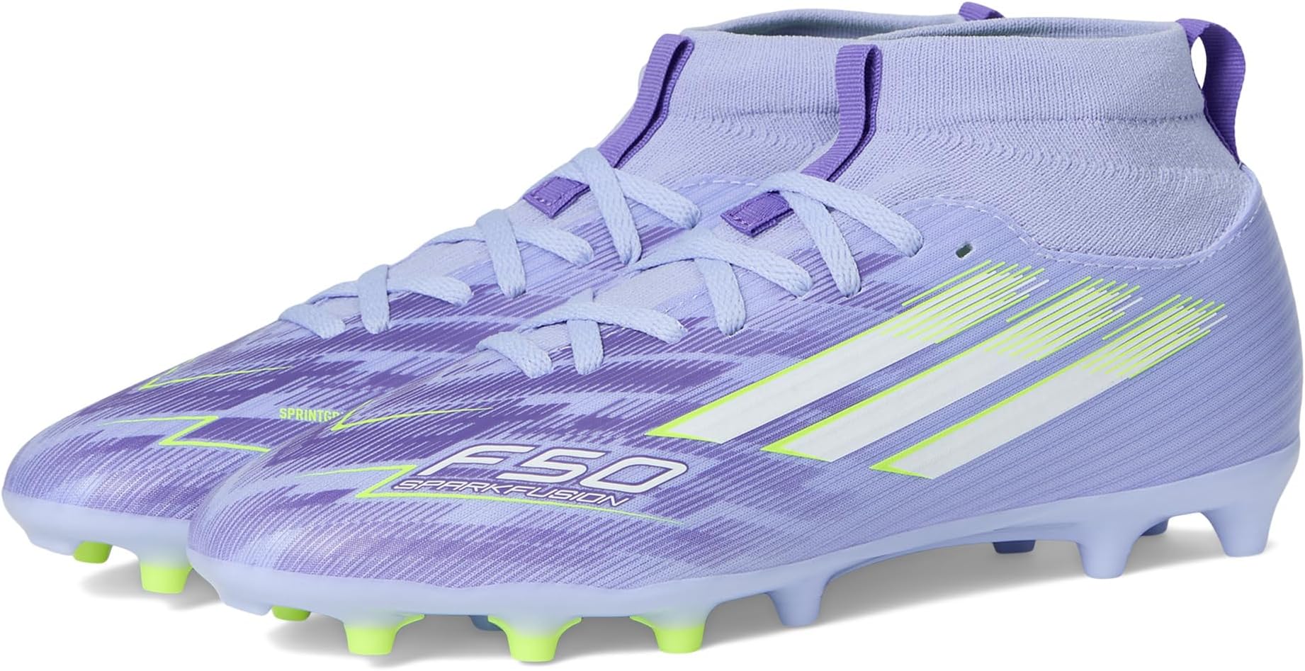 

Кроссовки adidas Kids F50 Spark Fusion League Firm Ground/Artificial Ground Cleats, цвет Violet Tone/Lucid Lemon/Purple Rush