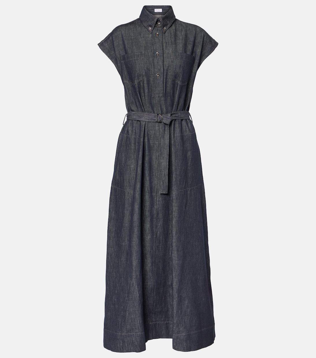 

Длинное джинсовое платье с поясом Brunello Cucinelli, Denim Blu