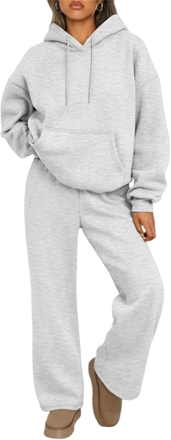 Спортивный костюм из толстовки и широких брюк, Light Gray