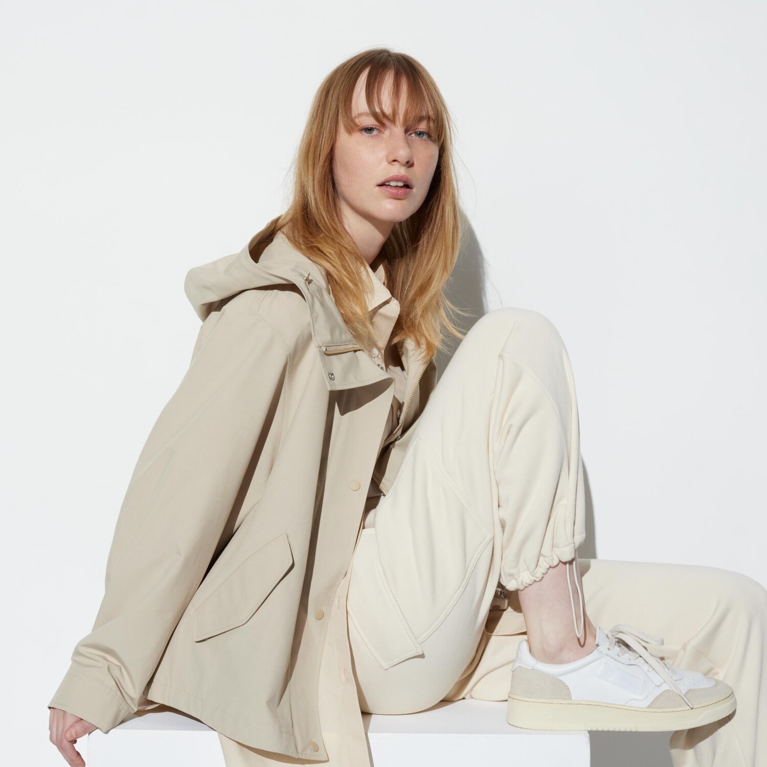 

Парка UNIQLO хлопковая, бежевый
