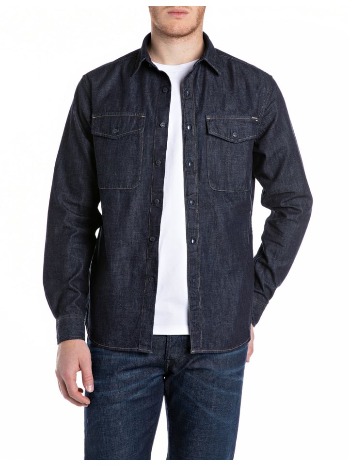 

Рубашка Replay Hemd 6.5 OZ DEEP BLUE DENIM, синий