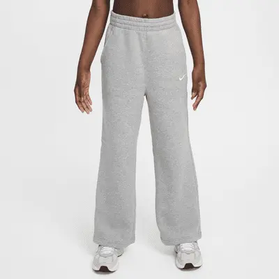 Брюки Nike Sportswear Club Fleece Girls' Wide-Leg Pants, цвет Dark Grey Heather/Base Grey/White