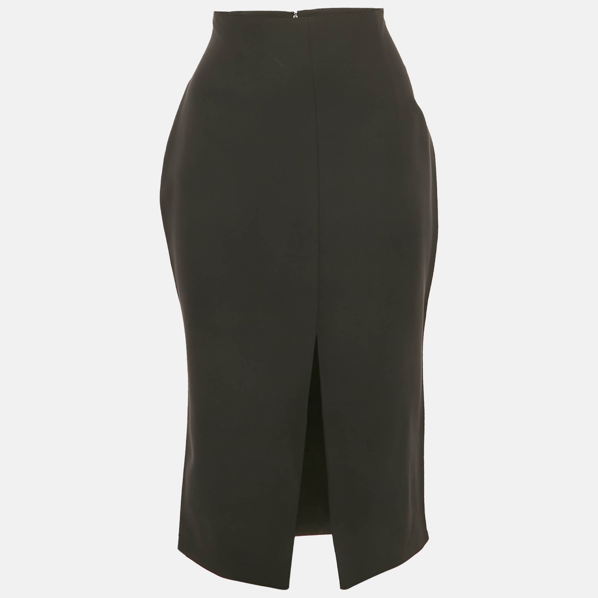 

Черная шелковая юбка-карандаш Versace с разрезом спереди