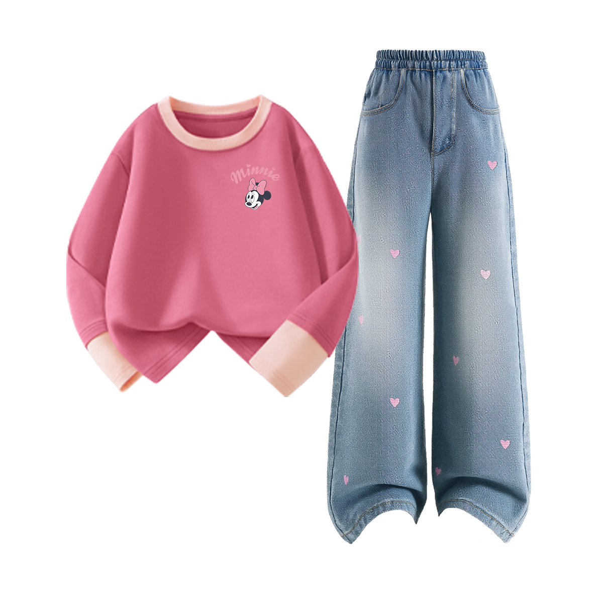 Детская повседневная спортивная одежда Disney, Dile Play K Rose Red+Solid Color Sea Salt Blue — фото 2
