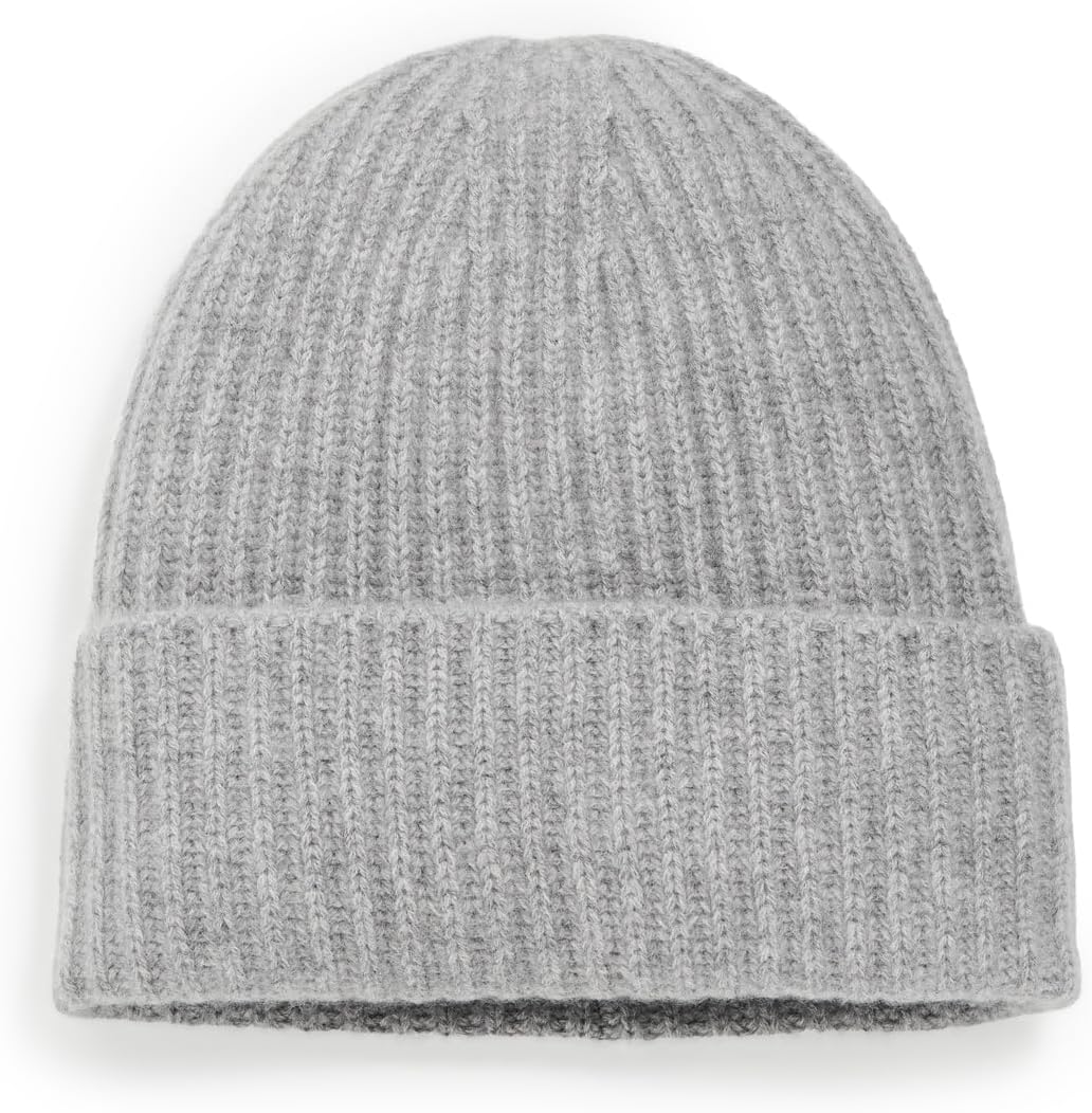 

Женская кашемировая шапка-бини White & Warren Luxe в рубчик, Grey Heather