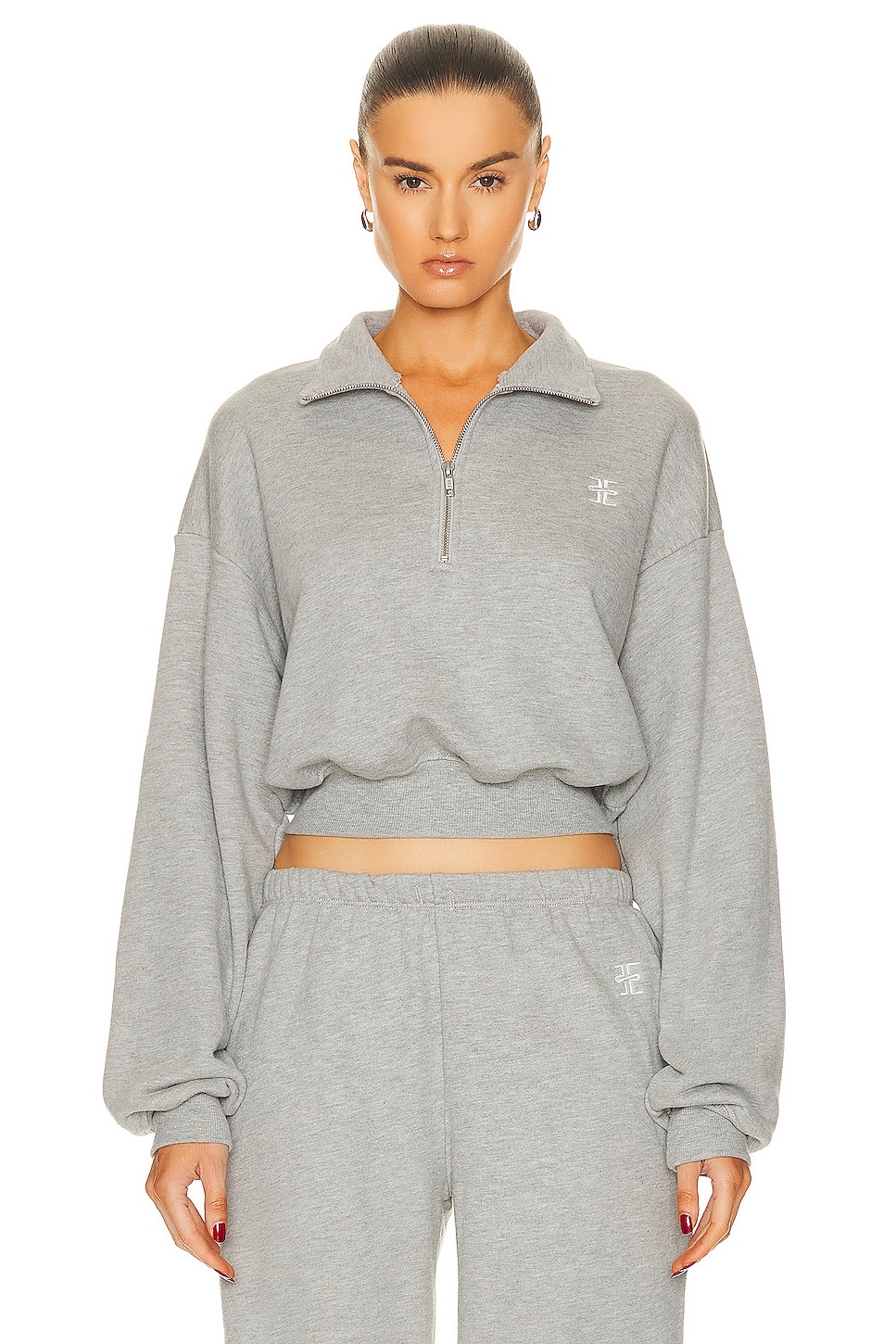 

Укороченный свитшот с молнией до половины Eterne, цвет Heather Grey