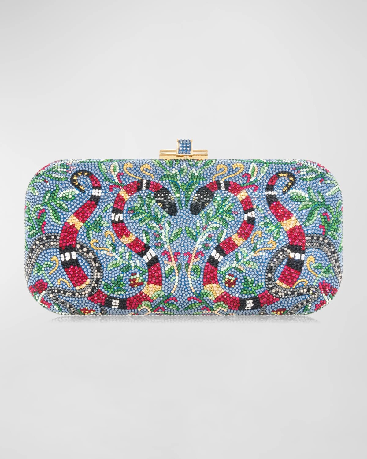 

Клатч Transformation Snake Long Slide Minaudiere Judith Leiber Couture, цвет Champagne Denim Blue