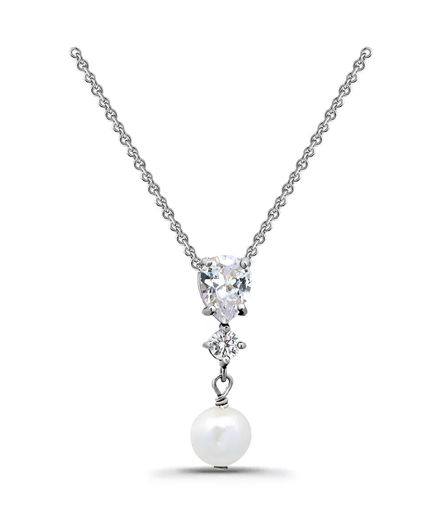 

Ожерелье с подвеской из пресноводного культивированного жемчуга и кубического циркония Macy'S, silver