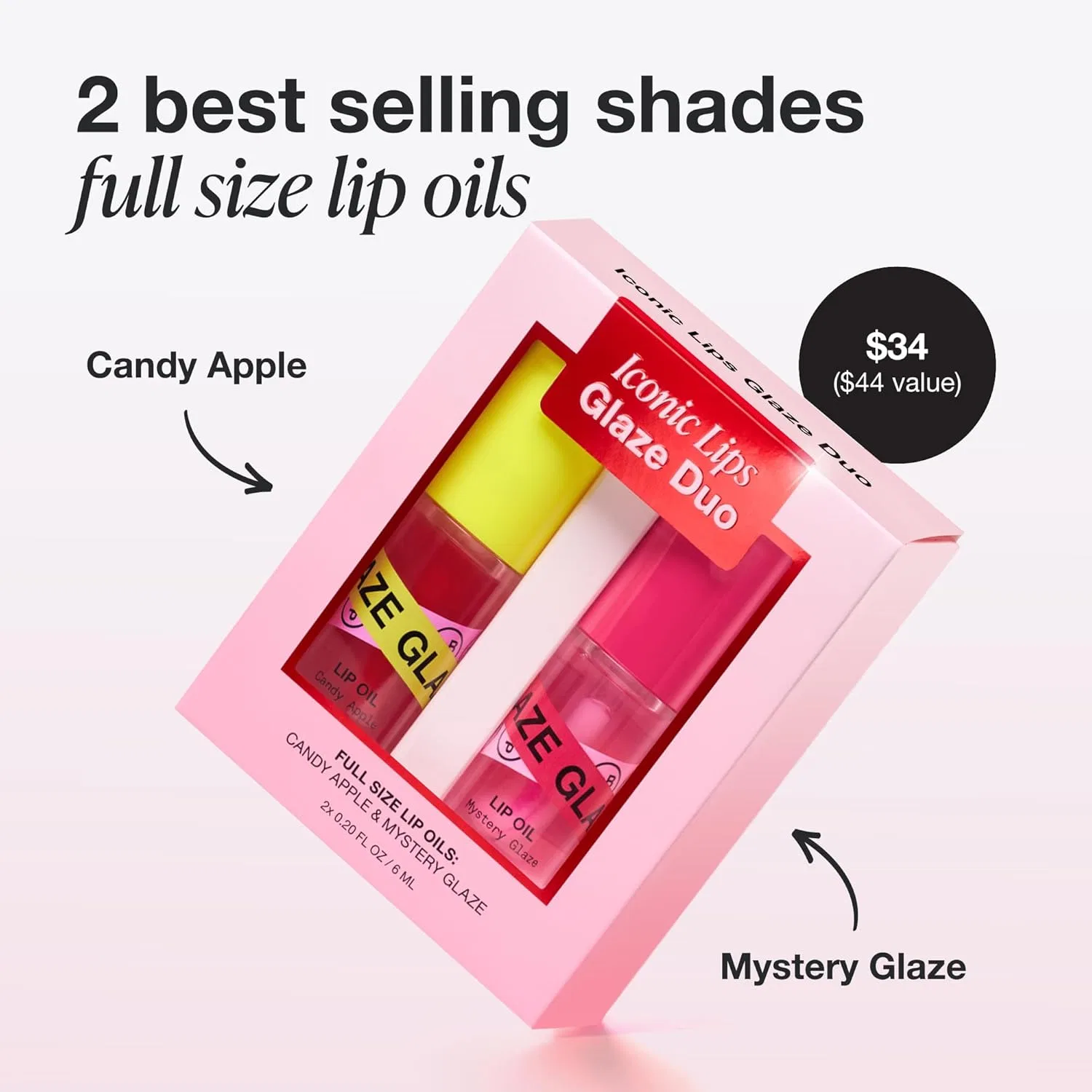 Набор блесков для губ Innbeauty Project Glaze Lip Oil, Candy Apple и Mystery Glaze, 2x6 мл, красный — фото 2