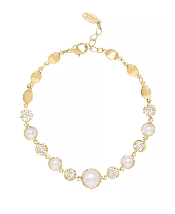 

Женский браслет на лодыжку Globe Trotter из 18-каратного золота с имитацией жемчуга Ettika, gold