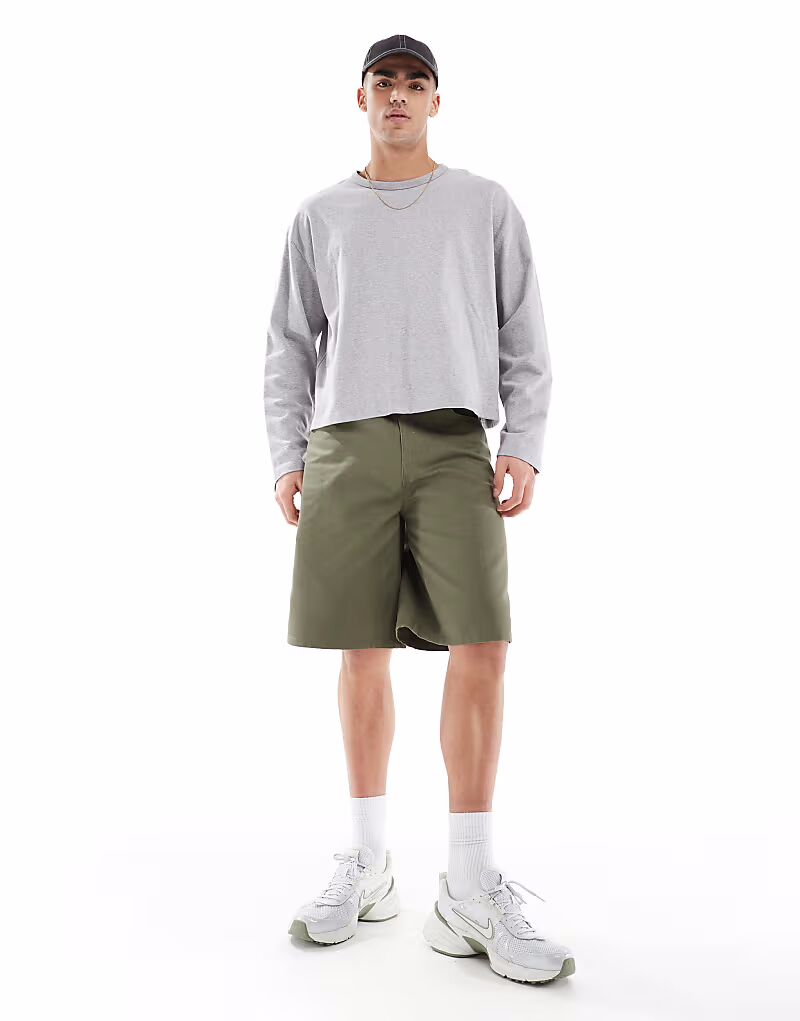 

Длинные парусиновые шорты ASOS DESIGN цвета хаки