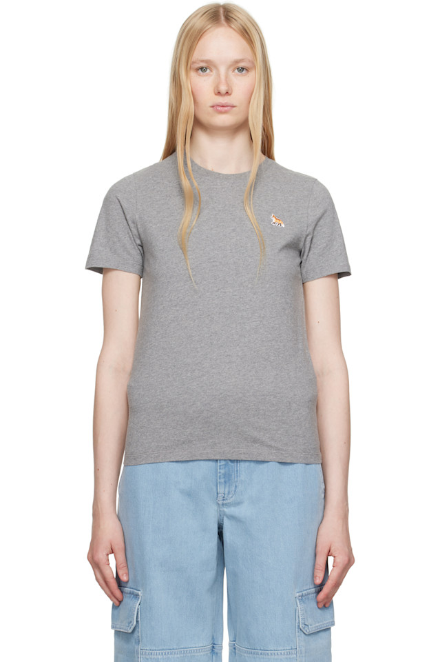 

Футболка с лисёнком Regular Maison Kitsuné, серый