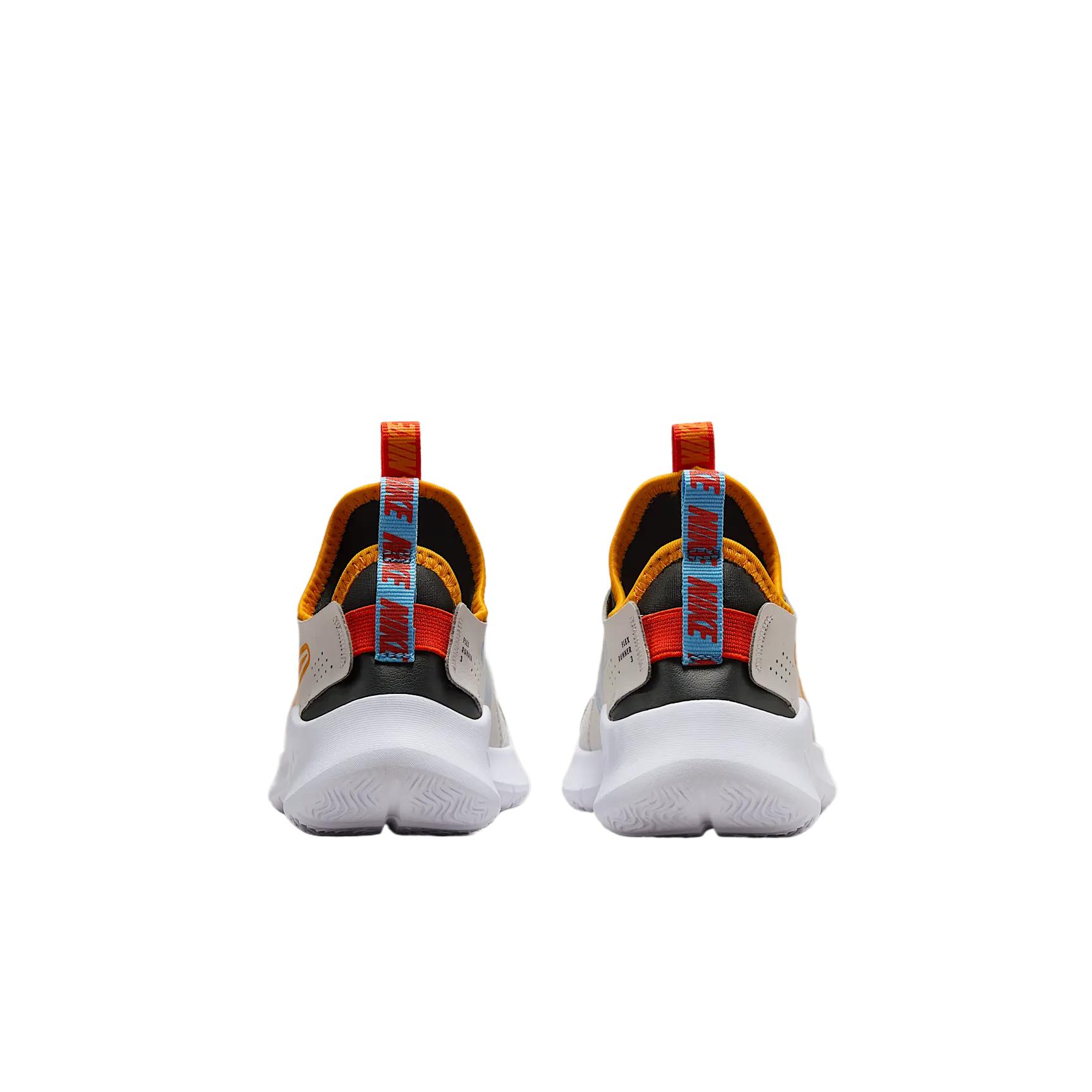 Flex Runner 3. Нескользящие, дышащие и поддерживающие низкие детские кроссовки для бега. Nike, белый/серый — фото 4