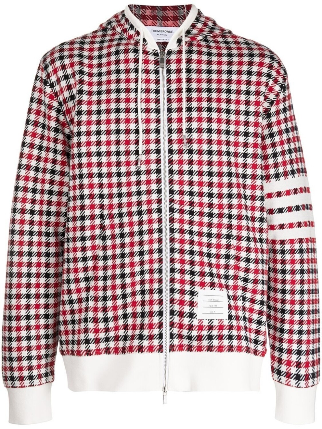 

Thom Browne клетчатое худи с полосками 4-Bar, красный