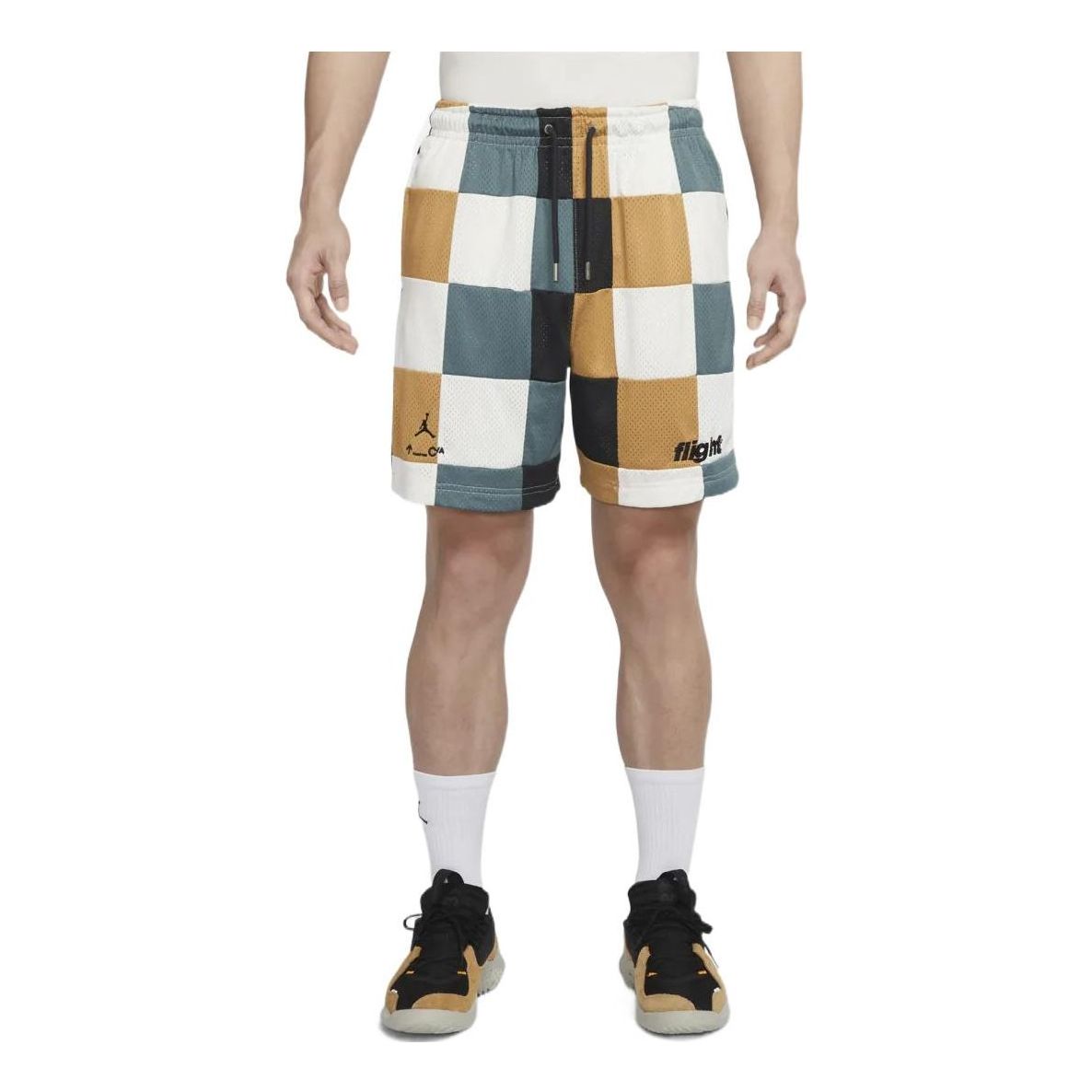 

Шорты Men's Air Jordan Plaid Splicing Logo Printing Straight Shorts DQ8348-384, разноцветный