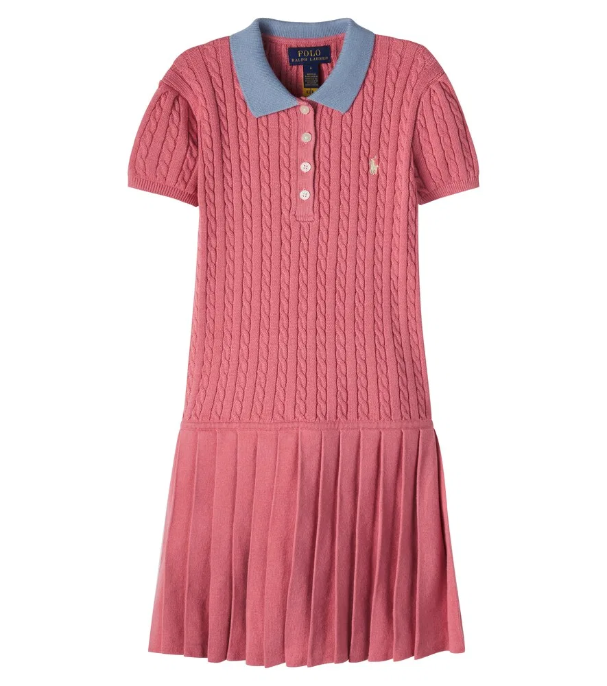 Хлопковое платье крупной вязки Polo Ralph Lauren Kids, розовый