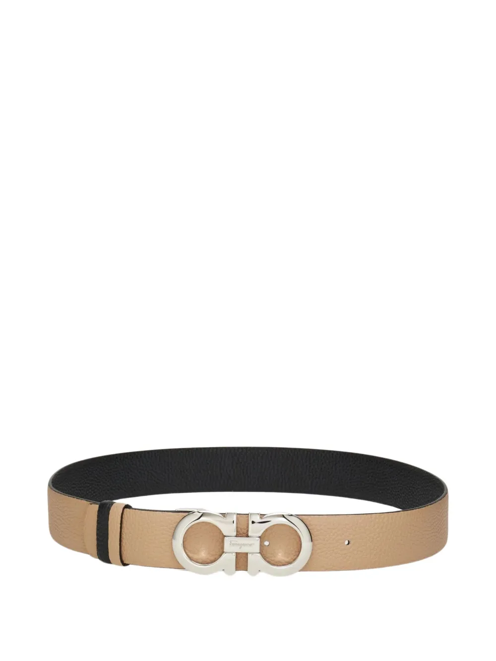 

Двусторонний ремень с декором Gancini Ferragamo, бежевый