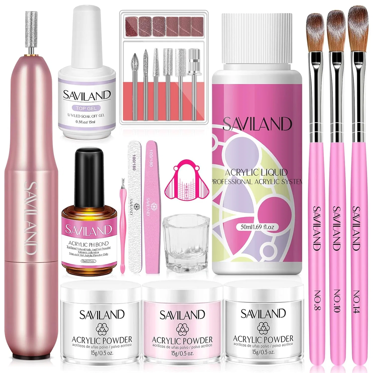 Набор для акрилового маникюра Saviland с фрезером Saviland, 1-Acrylic Nail Set