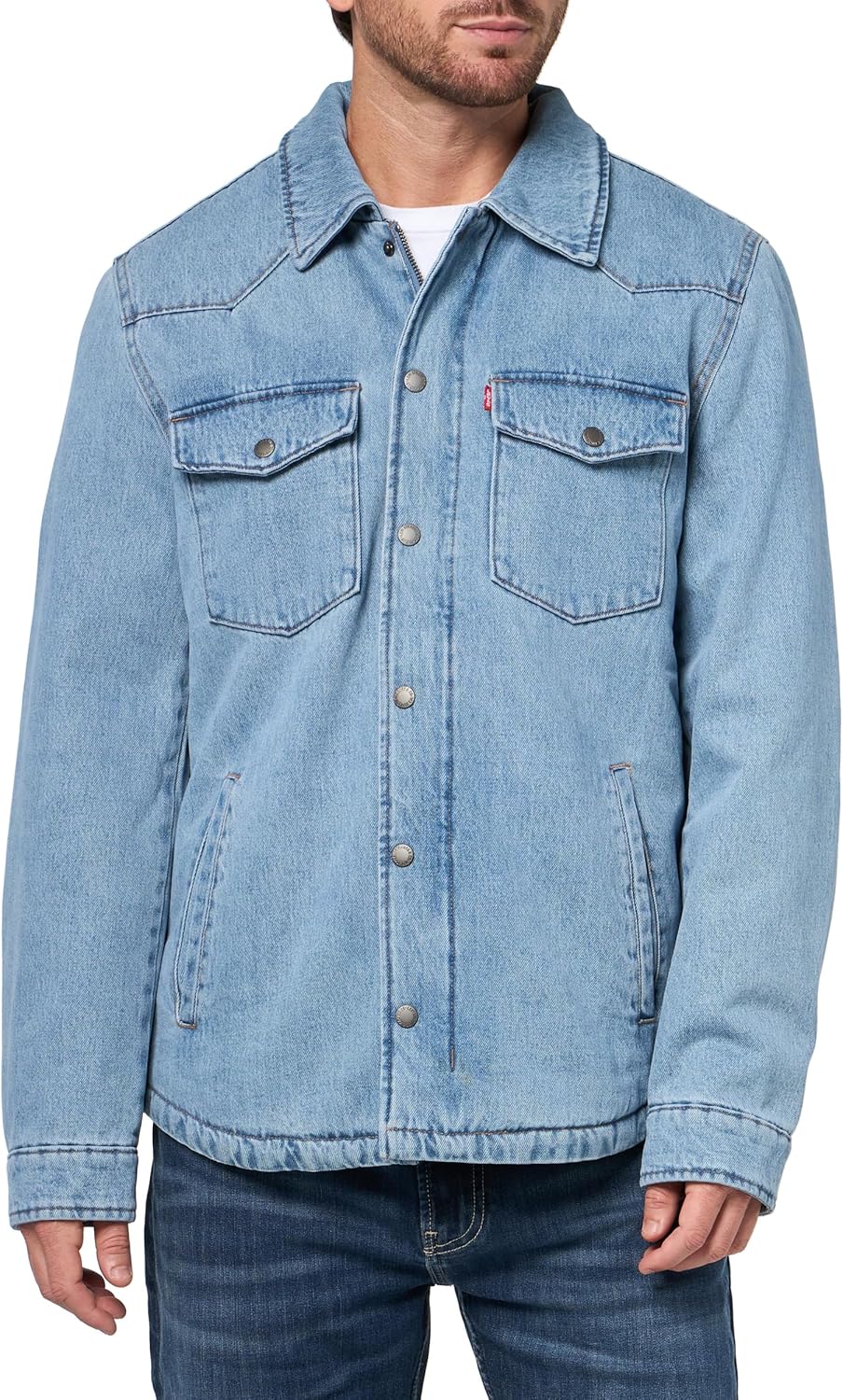 

Мужская хлопковая куртка-рубашка в стиле вестерн Levi's, Light Wash Denim