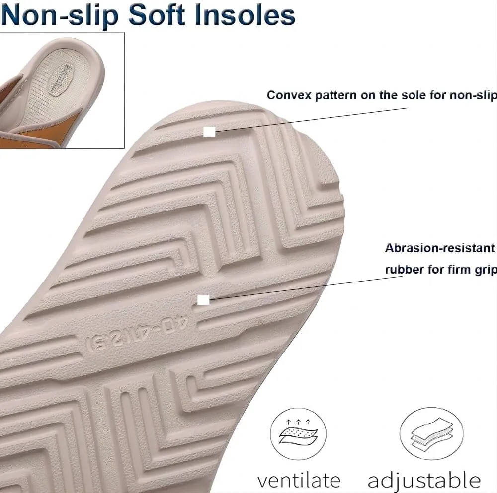 Asifn Men's Cushion Сандалии Легкие противоскользящие мягкие уличные ручные регулируемые повседневные слип-он для лета, хаки — фото 3
