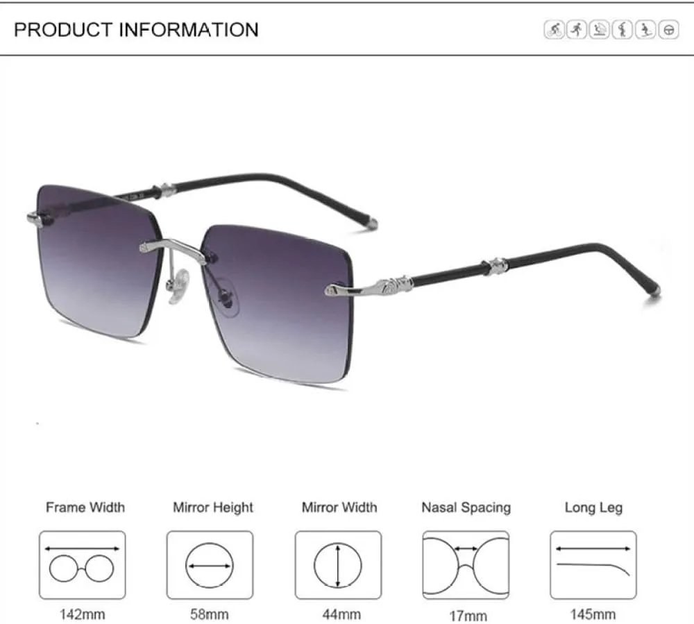 

Мужские солнцезащитные очки LVTFCO без металлической оправы, модные, с закругленными краями, летние, с защитой от УФ-излучения UV400, C05 Grad Gray Green