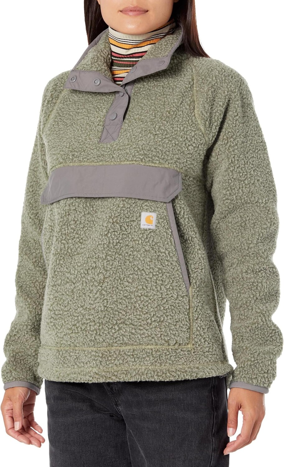 

Куртка Fleece 1/4 Snap Front Jacket Carhartt, цвет Basil/Malt Heather