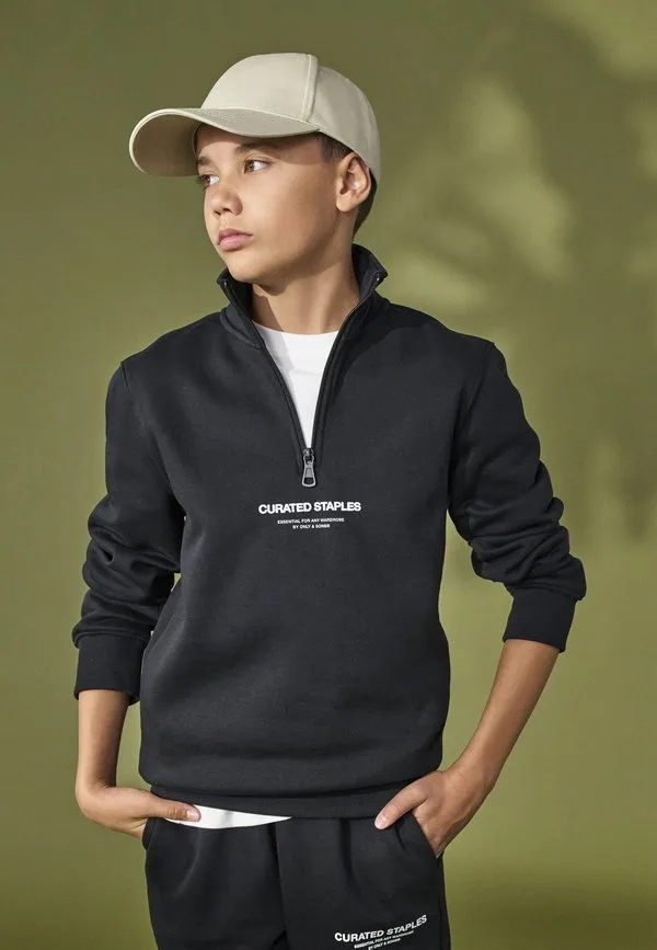 Толстовка osjcurated с половинной молнией Only & Sons Junior, Black