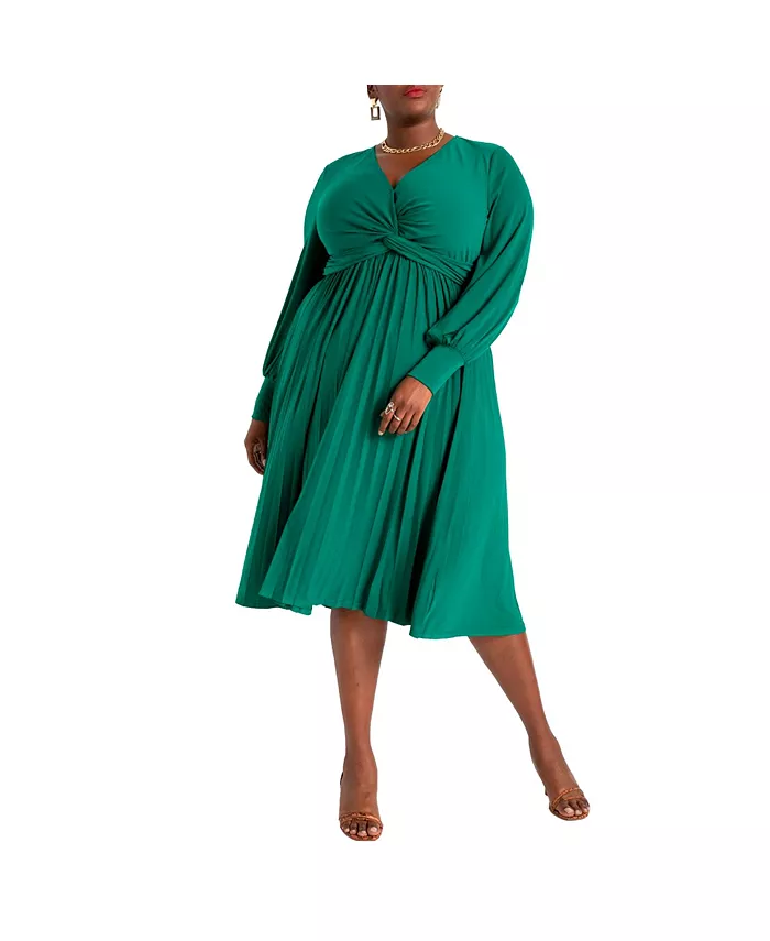

Женское платье-юбка с узлом спереди и плиссировкой Eloquii, зеленый
