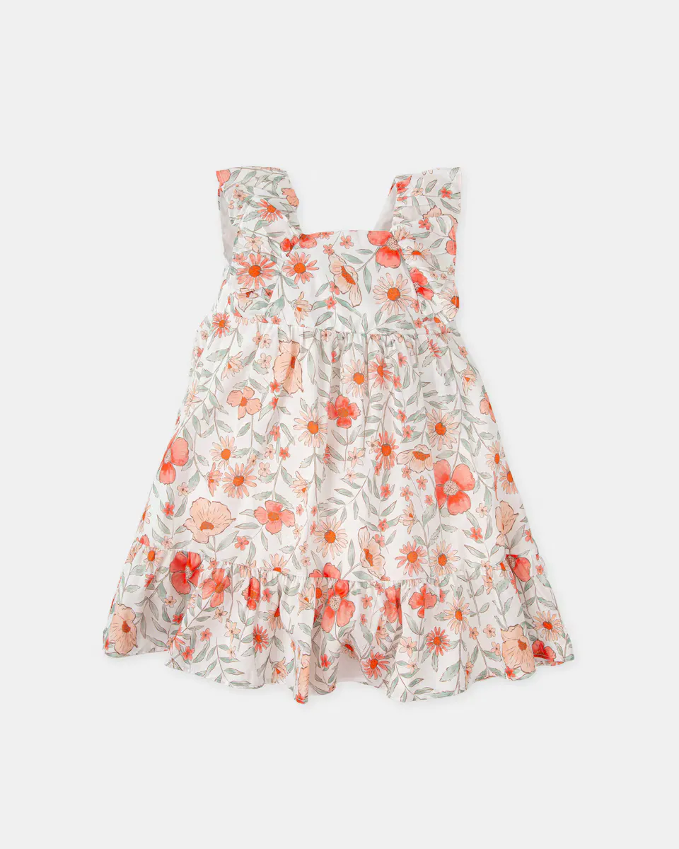 

Платье из вуали для девочки с оборками и цветочным принтом Tutto Piccolo, коралловый