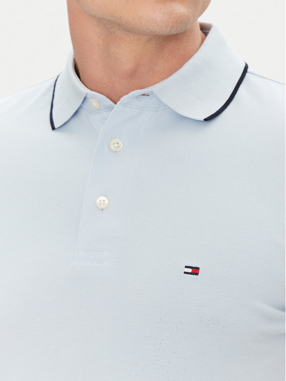 Рубашка поло облегающего кроя Flag Cuff MW0MW38458 Tommy Hilfiger, голубой — фото 4